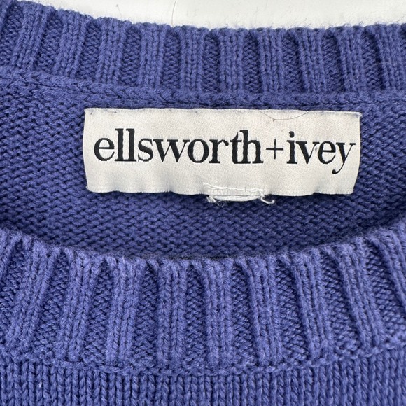 Ellsworth + Ivey Navy Blue Sweater Nantucket Embroidery Crew Neck Women's Size L - Picture 3 of 7